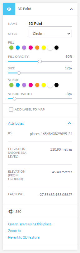 3D place point attributes