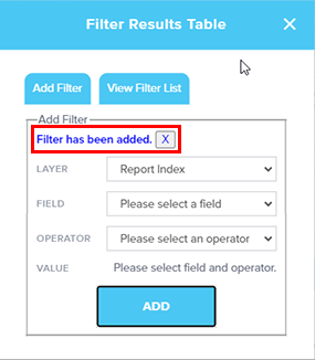 display results table