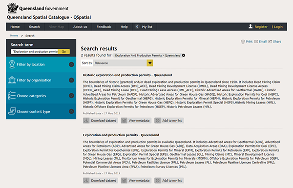 layers metadata result page