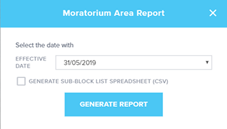 moratorium area report window