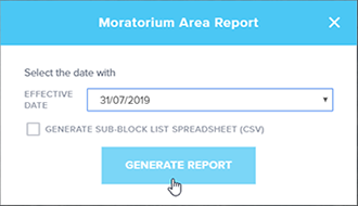 moratorium area report window