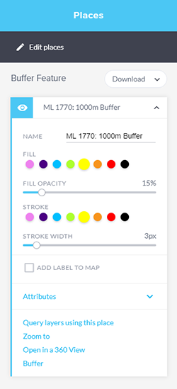 places buffer feature