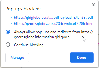 Pop up blocked