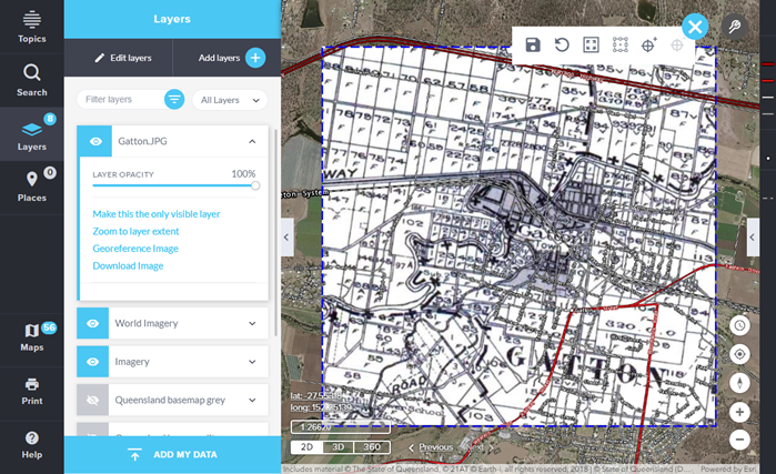 Georeferencing tool open